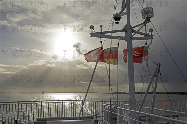 Cloudy atmosphere over the Elbe between Hamburg and Brunsbuettel