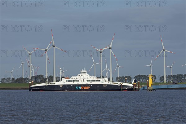 Liquefied gas-powered Elbe ferry Greeferry I at Brunsbuettel jetty