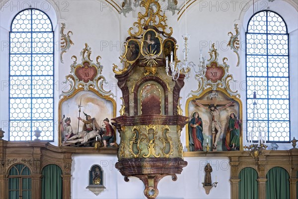 Pulpit and Stations of the Cross