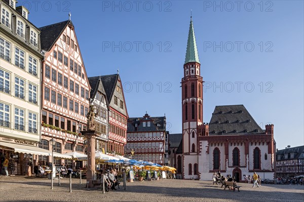 Reconstructed half-timbered houses with Minerva Fountain on Saturday Hill