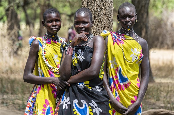 Traditional dressed girls from the Toposa tribe