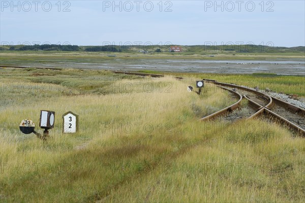 Hand switch and track of the island railway