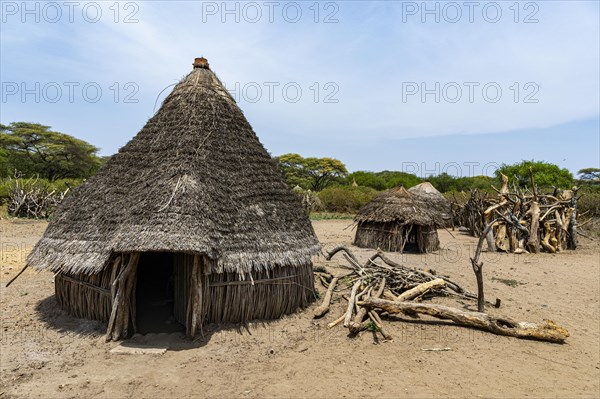 Traditional build huts of the Toposa tribe