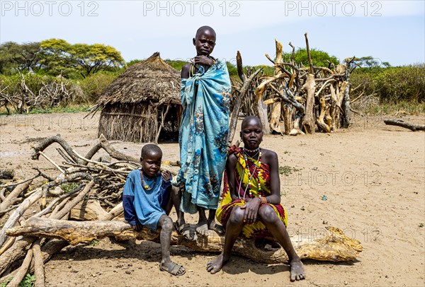 Traditional dressed girls from the Toposa tribe