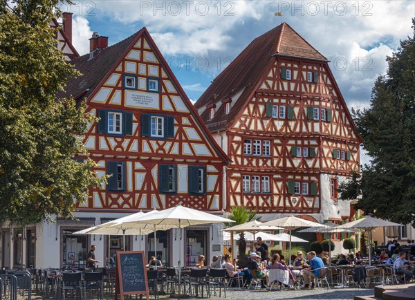 Old town with half-timbered house in the town of Ladenburg