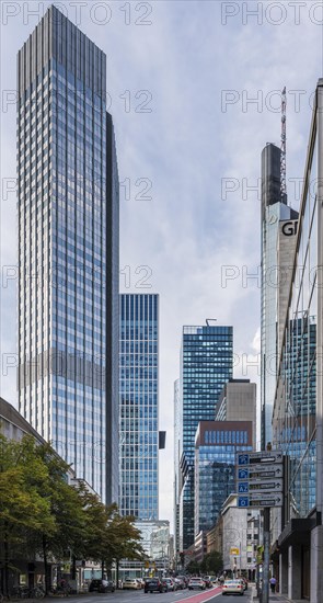 Skyscraper Gorge in Frankfurt am Main with a view of Neue Mainzer Strasse with the Commerzbank Tower