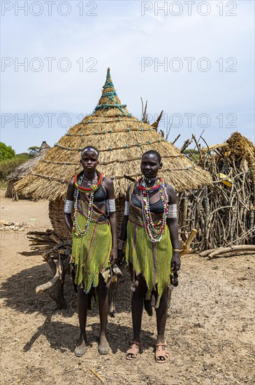 Traditional dressed girls from the Toposa tribe