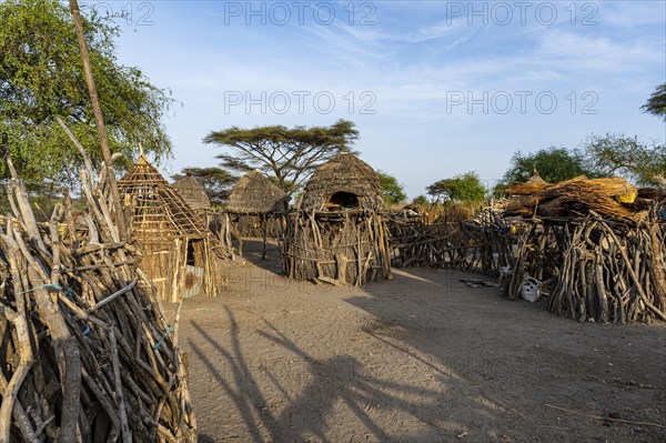 Traditional build huts of the Toposa tribe