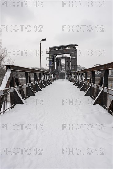 Historic lift bridge in winter
