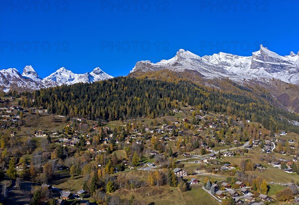 Holiday resort Mayens de Chamoson with summit pyramid Dent de Chamontse