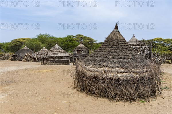 Traditional build huts of the Toposa tribe