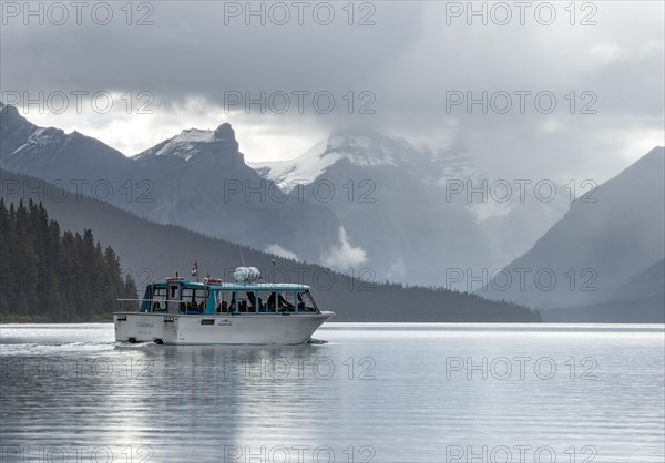 Boat on Maligne Lake