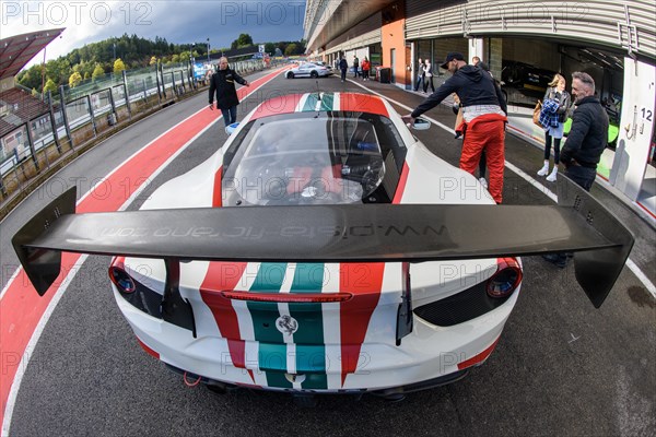 Ferrari 458 Challenge with large rear spoiler in pit lane