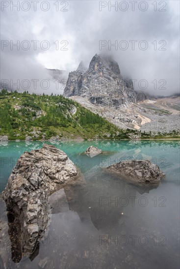 Turquoise green mountain lake