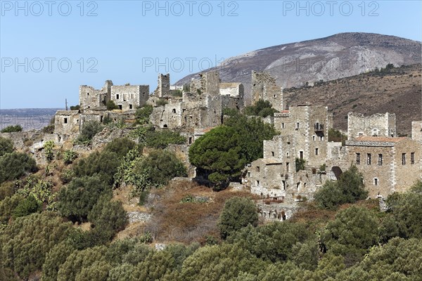 Abandoned village with stone residential towers