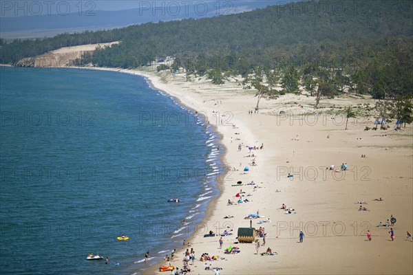 Sandy beach beach of Khuzhir at Lake Baikal