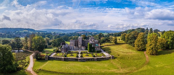 Powderham Castle and Powderham Park from a drone