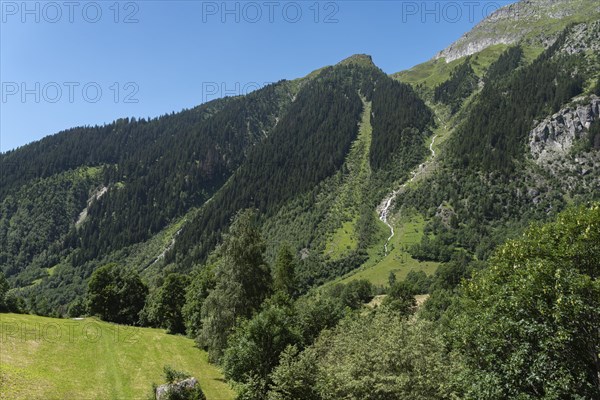 Landscape along the hiking trail between Bellwald and Aspi-Titter suspension bridge