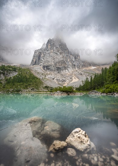 Turquoise green mountain lake