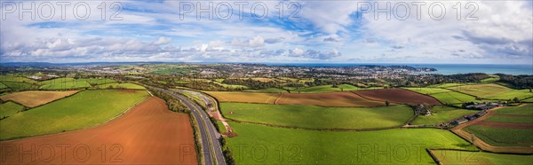 Panorama over Torbay Fields from a drone