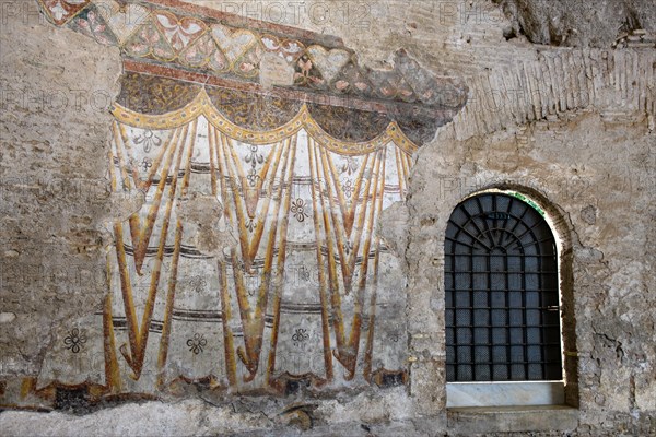 Historic Roman Ornaments Murals in Temple of Romulus