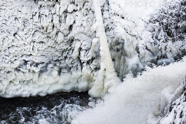 Waterfall with snow and ice