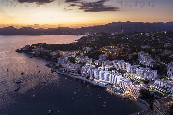 Aerial view over Costa De La Calma and Santa Ponca with hotels and beaches