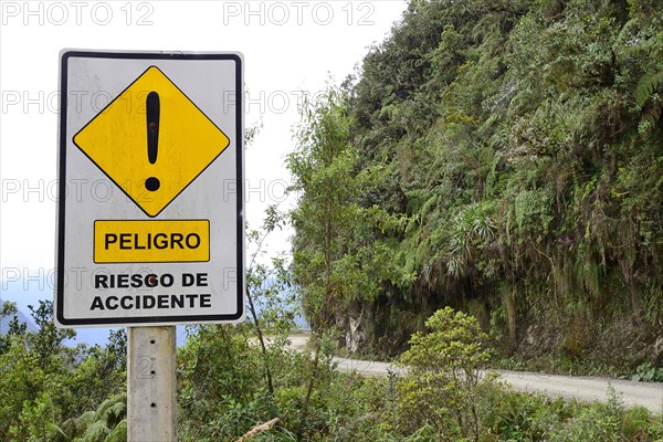 Warning sign on the road of death