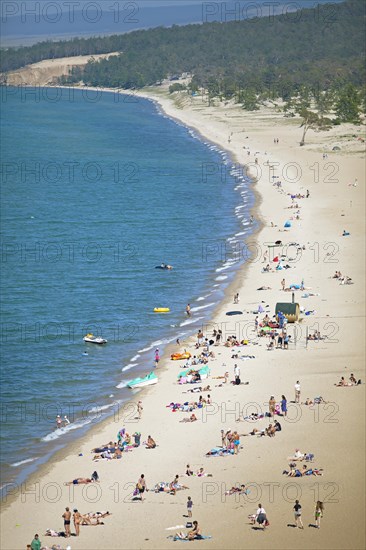 Sandy beach beach of Khuzhir at Lake Baikal