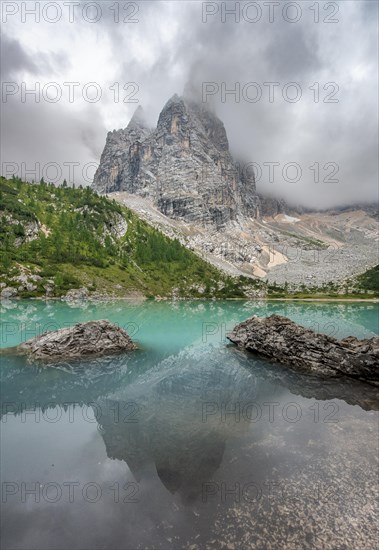 Turquoise green mountain lake