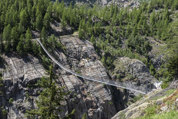 Aspi-Titter suspension bridge between Bellwald and Fieschertal
