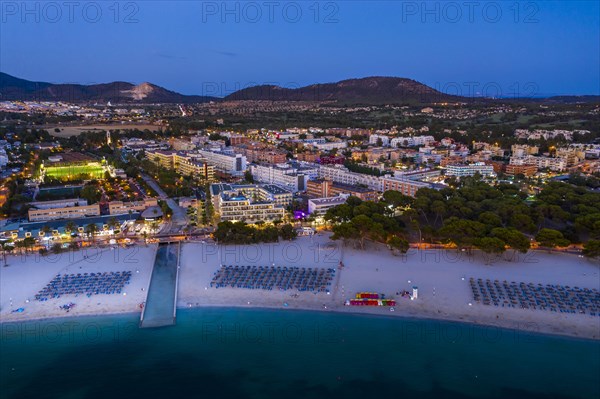 Aerial view over Costa De La Calma and Santa Ponca with hotels and beaches