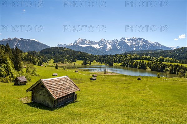 Hay barn in a meadow at Geroldsee