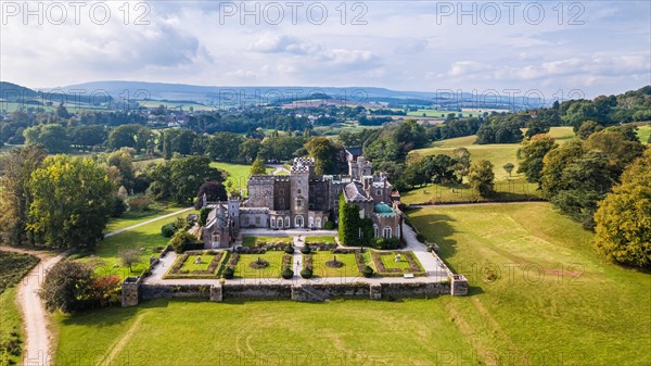 Powderham Castle and Powderham Park from a drone