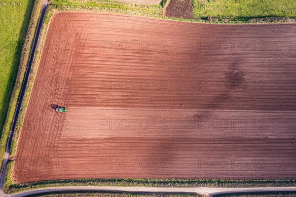 Top Down view of Autumn Colors over Devon fields from a drone