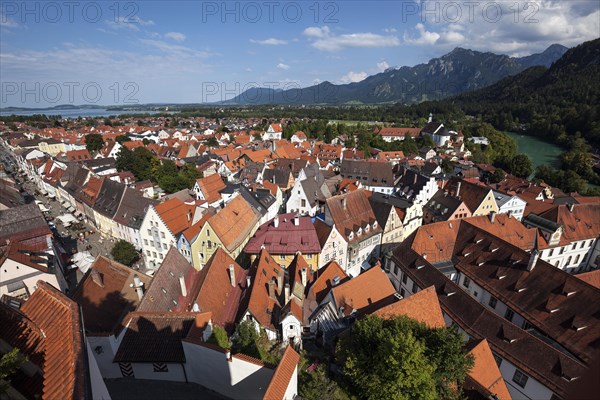 View of the old town of Fuessen from the Hohes Schloss