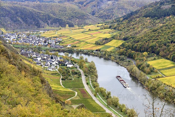 View of the wine villages of Valwig and Ernst