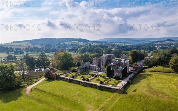 Powderham Castle and Powderham Park from a drone