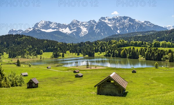 Hay barn in a meadow at Geroldsee