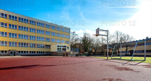 Pankow school with schoolyard and sports field