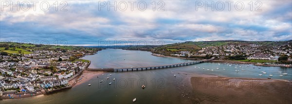 Bridge over River Teign from Shaldon to Teignmouth from a drone