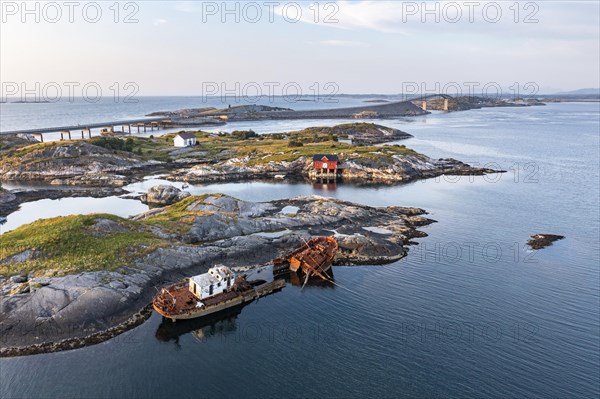 Small islands and shipwreck along the Atlantic Strait