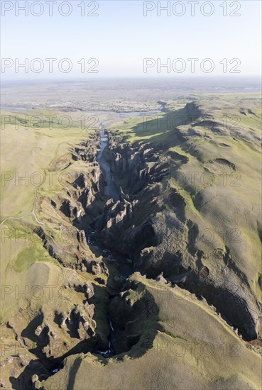 Aerial view of Fjaorargljufur Canyon