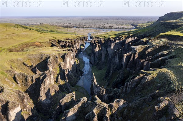 Aerial view of Fjaorargljufur Canyon