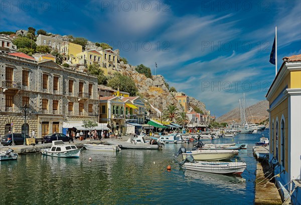 View of the harbour of Symi
