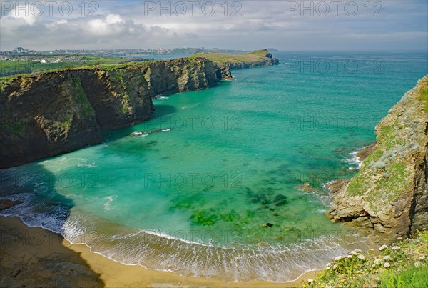 Rocks and cliffs in shallow water