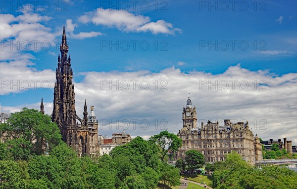 Sir Walter Scott Memorial and Balmoral Hotel