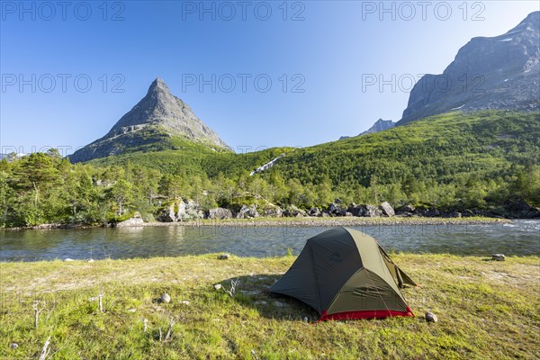 Tent by the lake Innerdalsvatna