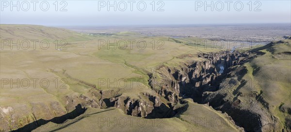 Aerial view of Fjaorargljufur Canyon