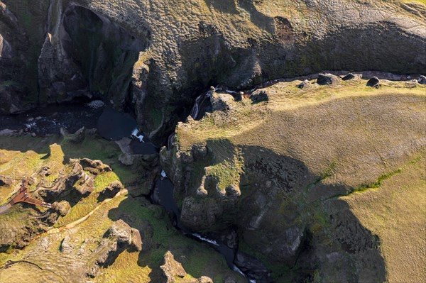 Aerial view of Fjaorargljufur Canyon